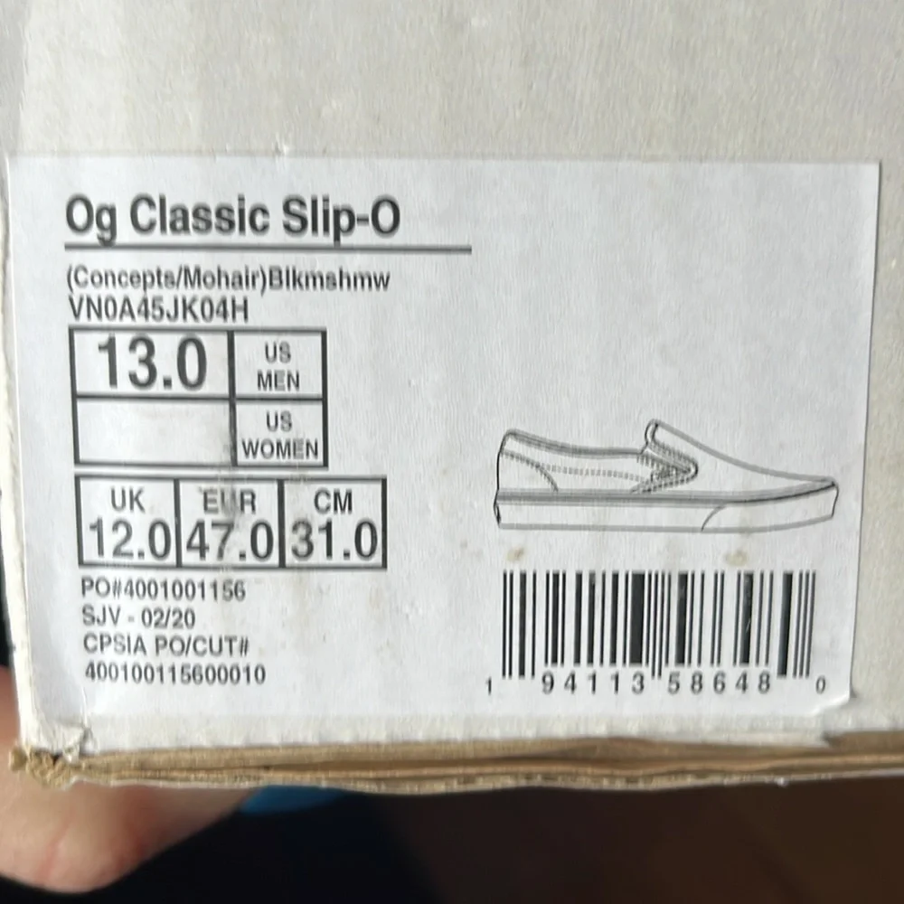 NEW Vans x Concepts Men's Black Concepts X Og Classic Slip-On Lx 'Mohair - Picture 7 of 7